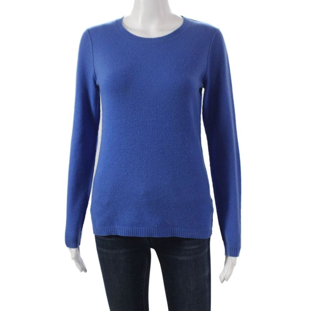 Kier + J Womens Cashmere Crew Neck Pullover Sweater Blue Long Sleeve Size S
